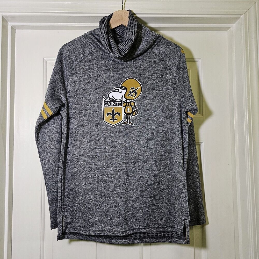 Nike Dri-Fit NFL New Orleans Saints Women's Funnel Turtle Neck Sweatshirt Small